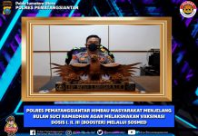 Kapolres Pematangsiantar Himbau Masyarakat Menjelang Bulan Suci Ramadhan Agar Melaksanakan Vaksinasi Dosis I,II dan III Booster