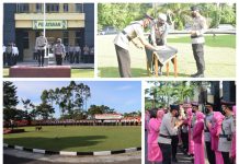 Kapolres Kuansing Pimpin Upacara Sertijab Kasat Reskrim dan 3 Kapolsek di Polres Kuansing