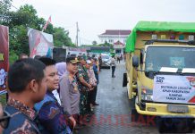 Pelepasan Logistik Pemilu Tahun 2024 Untuk Dapil Lima dan Enam Disaksikan Langsung Oleh Kapolres Kampar