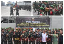 Danrem 031/WB Pimpin Upacara Pemberangkatan Satgas Yonif 131/BRS Pamtas RI-PNG Statis Prov Papua 2024