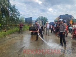 Akibat Minyak Sawit Mentah Tumpah, Terjadi Lakalantas Beruntun di Wilayah Duri Bengkalis